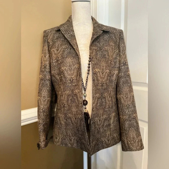 Kasper Vintage Light Brown & Light Tan W A Tint Of Gold  SZ 8 Blazer - Picture 8 of 13